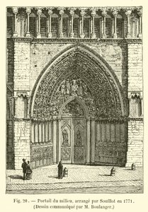 Mittleres Portal, arrangiert von Soufflot 1771, Zeichnung von M. Boulanger von French School