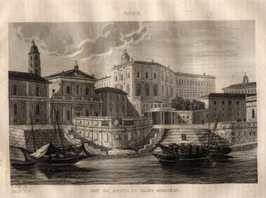 Porto di Ripetta und Palazzo Borghese - Rom - Gravur aus „Italien malerisch“ - Historische und beschreibende Malerei Italiens von M. de Norvins, Ch. Nodier 1834-1836