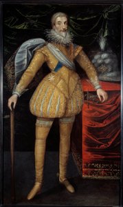 Ganzkörperporträt von Jean Louis de Nogaret de La Valette (1554-1642), Herzog von Épernon. Gemälde der französischen Schule