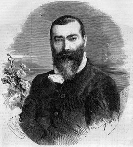 Porträt von Alphonse Karr (1808-1898), französischer Romanautor und Dramatiker. Gravur in „Le Monde Illustré“ Nr. 145 vom 21. Januar 1860. von French School