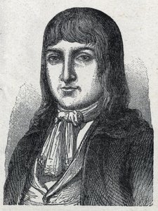 Porträt von Amateur Jérôme Le Bras des Forges, Ritter von Boishardy (Bois hardy oder Bois-Hardy), Chef der Chouans der Französischen Revolution (1762-1795). Gravur von 1889. Private Sammlung.