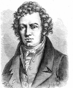 Porträt von André Marie Ampère (1775 - 1836), französischer Physiker - in „Album der Wissenschaft; berühmte Wissenschaftler; Große Entdeckungen“ 1896. von French School