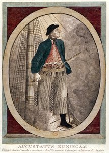 Porträt von Augustatus Kuningam, einem amerikanischen Piraten, aktiv während des Unabhängigkeitskrieges, um 1780 von French School