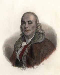 Porträt von Benjamin Franklin (1706-1790), amerikanischer Physiker, Philosoph und Politiker. in „Porträts der nützlichen Männer“. von French School