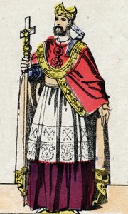 Porträt von Bonifatius (ca. 675-754), Erzbischof von Mainz, der Deutschland evangelisierte und den fränkischen Klerus reorganisierte von French School