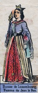 Porträt von Bonne de Luxembourg (1315-1349), Ehefrau von Johann II. von Frankreich. (Kapetinger-Dynastie). Illustration Ende des 19. Jahrhunderts. von French School