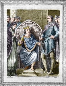 Porträt von Karl III., genannt der Einfältige (879-929). Gravur in "Histoire des Papes-Rois-Queen and Empereurs a travers les centuries" von Maurice Lachatre
