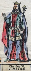 Porträt von Karl VI. von Frankreich, bekannt als Karl der Gute (1368-1422). Illustration Ende des 19. Jahrhunderts von French School