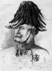 Porträt von Graf Ferencz Gyulai (1797-1868), Feldmarschallleutnant, der die österreichischen Truppen in den lombardischen Provinzen befehligte. Gravur in „Le Monde Illustré“ Nr. 107 vom 30. April von French School