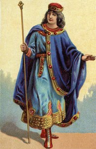 Porträt von Dagobert II., König der Franken von 711 bis 716. Chromolithographie um 1890