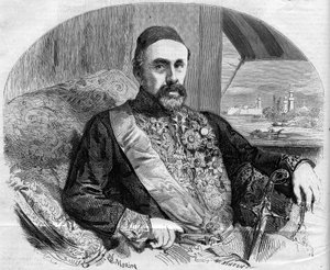Porträt von Fouad (Fuad) Pascha (1815-1869), türkischer Politiker und Botschafter. Gravur von Morin in „Die illustre Welt“ Nr. 65 vom 10. Juli