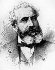 Porträt von Gabriel Jean Antoine Davioud (1824-1881), französischer Architekt. Gravur in „Le Monde Illustré“ Nr. 1255 vom 16. April 1881 von French School