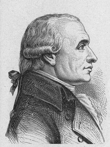 Porträt von Gaspard Monge, Graf von Peluse (1746 - 1818), französischer Mathematiker - in „Album de la Science; berühmte Wissenschaftler; Große Entdeckungen“ 1896