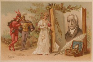 Porträt von Goethe und Szene aus Faust von French School