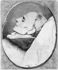 Porträt von Henri Lacordaire (1802-1861), französischer Priester und Dominikaner, auf seinem Sterbebett - Gravur in „Le Monde Illustré“ von French School
