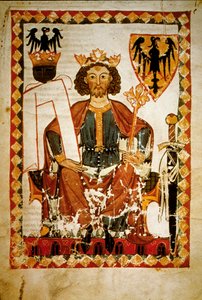 Porträt von Heinrich VI. (1165-97), König von Deutschland, von Sizilien und Kaiser des Heiligen Römischen Reiches. Miniatur des Codex „Manesse“ von French School