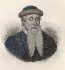 Porträt von Johannes Gensfleisch genannt Gutenberg (1394/99-1468), deutscher Drucker. In „Portraits of Useful Men“ von French School