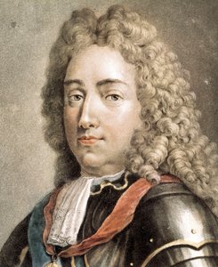 Porträt von Louis-Joseph von Bourbon, Herzog von Vendome, Farbgravur von French School