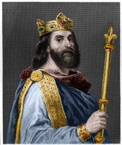 Porträt von Ludwig II. der Stammler oder der Faule (846 - 879), König von Frankreich - in „Histoire des Français“ von Lavallée, Gravur, undatiert