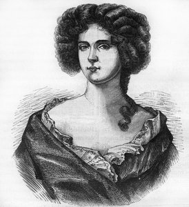 Porträt von Louise de Keroualle (1649-1734), Herzogin von Portsmouth und Geliebte von Charles II. (1630-1685). Gravur in „Die Geschichte der Prostitution und Ausschweifung bei allen Völkern der Welt von der Antike bis zur Gegenwart“ von Dr. Th.-F. Debray. 