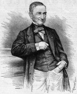 Porträt von Moreau Chaslon (Moreau-Chaslon), Präsident des Verwaltungsrats der Compagnie Generale des Omnibus (CGO). 19. Jahrhundert. Gravur in „Le Monde Illustré“ Nr. 660 vom 4. Dezember 1869. von French School