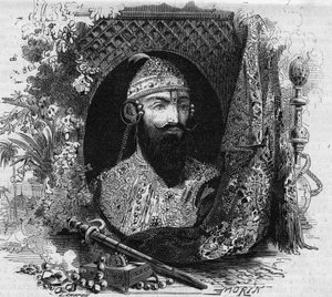 Porträt von Nana Saheb, Anführer des antikolonialen Aufstands der Sepoys in Indien. Gravur in „Le Monde Illustré“ Nr. 331 vom 15. August 1863
