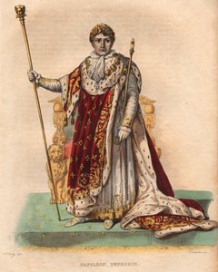 Porträt von Napoleon I. (Napoleon Bonaparte) (1769-1821), Kaiser der Franzosen, in kaiserlichen Gewändern von French School