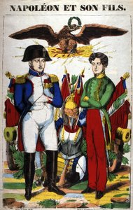 Porträt von Napoleon I und seinem Sohn, Napoleon II. Bild von Epinal von French School