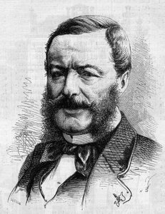 Porträt von Nestor Roqueplan (1804-1870), Schriftsteller, Journalist und Verwalter französischer Theater. Gravur in „Le Monde Illustré“ Nr. 681 vom 30. April