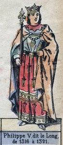 Porträt von Philipp V. von Frankreich, genannt Philippe le Long (1291-1322) (Dynastie der Kapetinger). Illustration Ende des 19. Jahrhunderts. von French School