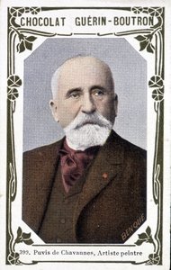 Porträt von Pierre Puvis de Chavannes, französischer Maler (1824-1898). Vignette des Schokoladen Guérin - Boutron von French School