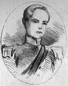 Porträt von Prinz Humbert (1844-1900), zukünftiger König von Italien unter dem Namen Humbert I. (Umberto I.). Gravur in „Le Monde Illustré“ Nr. 95 vom 5. Februar 1859 von French School