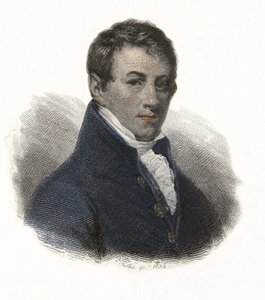 Porträt von Sir Humphry Davy (1778-1829), englischer Chemiker und Physiker. In „Portraits des Hommes Useful“ von French School