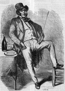 Porträt von Vautrin, Figur aus dem Roman „Vater Goriot“. Gravur Mitte des 19. Jahrhunderts. Illustration für „Vater Goriot“ von Honoré de Balzac (1799-1850) von French School