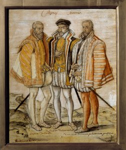 Porträt der drei Brüder Coligny (Odet (1517-1571), Gaspard (1519-1572) und Francois) von French School