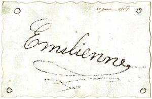 Postkarte: Emilienne, datiert 30. Juni
