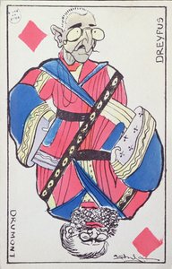 Postkartenkarikaturen von Alfred Dreyfus (1859-1935) und Edouard Drumont (1814-1917), späte 19. Jahrhundert von French School