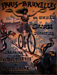 Plakat für das Amateur-Radrennen Paris-Brüssel von French School