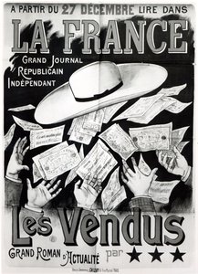 Plakat zur Werbung für den Roman Les Vendus über die Panama-Affäre, ca. 1892-95 von French School