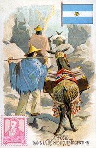 Postbote in Argentinien, der Post zustellt, späte 19. Jahrhundert von French School