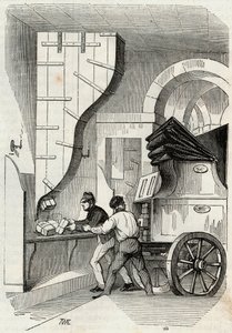 Post: das Laden der Postkutsche - Gravur in „Tableau-de-Paris“ von Edmond Texier 1852 von French School
