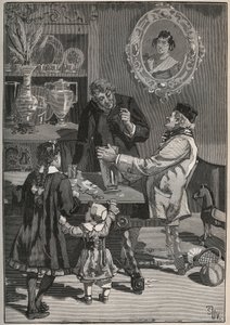 Potichomy, ein Verfahren aus dem 19. Jahrhundert, um Porzellanvasen aus China und Japan zu imitieren. Gravur aus 1880 in „Les arts et metiers illustres“ von Adolphe BITARD. von French School