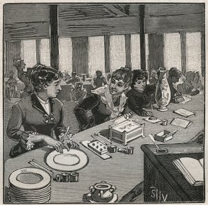 Töpferei: Malwerkstatt auf Porzellan im 19. Jahrhundert in Frankreich. Gravur von 1880 in 