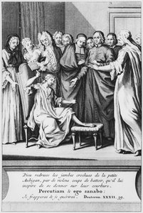 Praxis der Hilfeleistung und wundersame Heilung von Aubigan, Illustration aus La verite des miracles de M. de Paris... von Louis Basile Carré de Montgeron, 1737