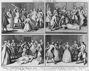 Praxis der Hilfeleistung für Gabrielle Moler, Illustration aus La verite des miracles de M. de Paris... von Louis Basile Carré de Montgeron, 1747, Köln