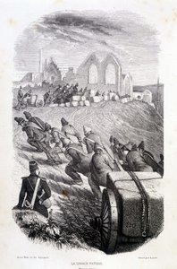 Gefangene ziehen Steinblöcke aus einem Steinbruch, „Les Bagnes: histoire, types, mores, mystère“ von Maurice Alhoy, Hrsg. Gustave Havard von French School