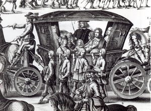 Prozession des Einzugs des jungen Königs Ludwig XIV. als Kind in die Stadt Paris am 18. August 1649 (Detail) von French School