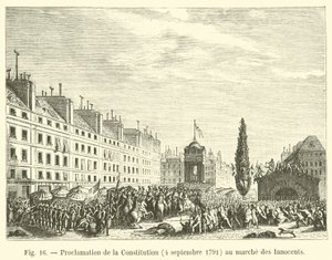 Proklamation der Verfassung, 4. September 1791, auf dem Markt der Unschuldigen