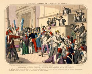 Proklamation der Zweiten Französischen Republik während der Februarrevolution, 24. Februar 1848, Flugblatt veröffentlicht von Gadola, Lyon, 1848 von French School