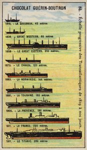 Progressive Vergrößerung der transatlantischen Schiffe von 1819 bis 1911